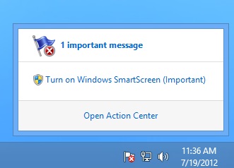 Action Center notification